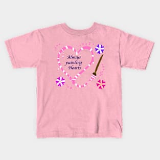 Valentine's Always Painting Hearts (pink) Kids T-Shirt
